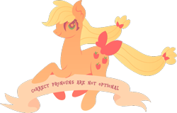 Size: 725x461 | Tagged: safe, artist:lionsca, character:applejack, g1, bow, chunky eyelashes, description is relevant, g1 to g4, generation leap, internal outlines only, lineless, mouthpiece, old banner, solo, subversive kawaii, transgender, wingding eyes