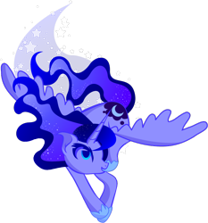 Size: 676x726 | Tagged: safe, artist:lionsca, character:princess luna, species:alicorn, species:pony, female, flying, missing accessory, solo