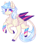 Size: 131x154 | Tagged: safe, artist:hazepages, oc, oc:circus candy, species:pegasus, species:pony, colored wings, multicolored wings, pixel art, simple background, solo, transparent background