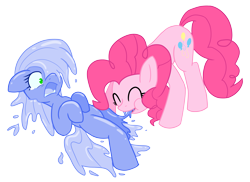 Size: 3831x2793 | Tagged: safe, artist:he4rtofcourage, character:pinkie pie, oc, species:pony, crying, digital art, eating, goo pony, original species, pinkie pred, simple background, slime, smiling, surprised, vore