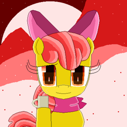 Size: 3790x3790 | Tagged: safe, artist:superhypersonic2000, character:apple bloom, species:pony, female, mug, pixel art, solo