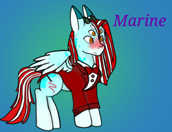 Size: 892x690 | Tagged: safe, artist:catscat111, oc, oc:marine, clothing, marriage, multiple eyes, original species, requested art, suit, wedding