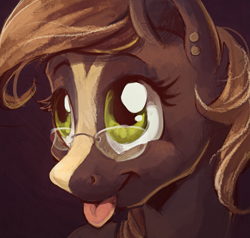 Size: 1865x1779 | Tagged: safe, artist:graypaint, oc, oc only, species:pony, blep, bust, glasses, silly, solo, tongue out