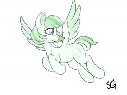 Size: 1600x1200 | Tagged: safe, artist:sunlightgryphon, oc, oc:melon milk, species:pegasus, species:pony, flying, simple background, white background