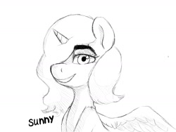 Size: 1600x1200 | Tagged: safe, artist:sunlightgryphon, character:princess luna, species:alicorn, species:pony, looking at you, simple background, sketch, smiling