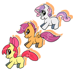 Size: 962x940 | Tagged: dead source, safe, artist:shufflestripes, character:apple bloom, character:scootaloo, character:sweetie belle, cutie mark crusaders