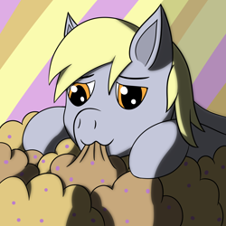 Size: 2000x2000 | Tagged: safe, artist:m3g4p0n1, character:derpy hooves, abstract background, female, food, muffin, relaxing, shadow, solo