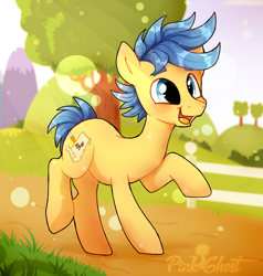 Size: 2280x2400 | Tagged: safe, artist:lilpinkghost, oc, oc only, species:pony, blue hair, commission, cute, male, solo, stallion, watermark
