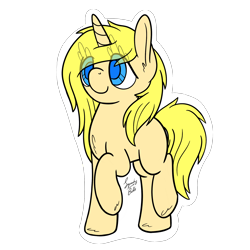 Size: 2000x2000 | Tagged: safe, artist:squeaky-belle, oc, oc:annabelle (zizzydizzymc), species:pony, species:unicorn, blank flank, colored, digital art, flat colors, signature, simple background, solo, transparent background, white outline