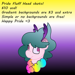 Size: 2000x2000 | Tagged: safe, artist:solardoodles, oc, oc:eclipsed heart, species:mothpony, antennae, commission, gradient background, gradient hair, neck fluff, original species, pride, pride flag, pride month, solo, your character here