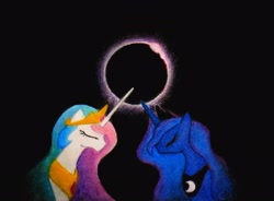 Size: 2921x2153 | Tagged: source needed, useless source url, safe, artist:azdaracylius, character:princess celestia, character:princess luna, eclipse, pastel, solar eclipse