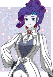 Size: 690x1000 | Tagged: safe, artist:leone di cielo, character:rarity, character:sweetie belle, my little pony:equestria girls, clothing, cosplay, costume, crossover, female, rwby, weiss schnee, winter schnee