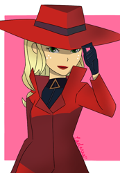 Size: 690x1000 | Tagged: safe, artist:leone di cielo, character:applejack, my little pony:equestria girls, carmen sandiego, clothing, cosplay, costume
