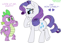Size: 1962x1412 | Tagged: safe, artist:habbodude, artist:pia-sama, character:rarity, character:spike, ship:sparity, female, male, shipping, straight