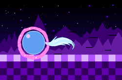 Size: 5175x3375 | Tagged: safe, artist:superhypersonic2000, character:trixie, species:pony, species:unicorn, ball, female, levitation, magic, mare, motion lines, night, pixel art, rolling, self-levitation, solo, sonic the hedgehog (series), spin dash, stars, telekinesis, trixieball