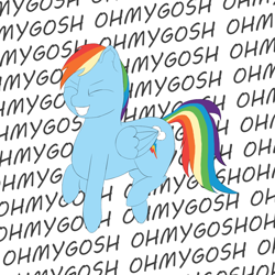 Size: 1000x1000 | Tagged: safe, artist:shoophoerse, character:rainbow dash, species:pegasus, species:pony, newbie artist training grounds, atg 2019, female, oh my gosh, solo, text, wall of text
