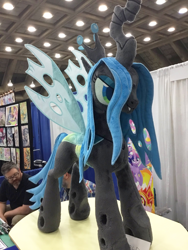 Size: 1536x2048 | Tagged: safe, artist:equestriaplush, character:queen chrysalis, species:changeling, andy price, bronycon, changeling queen, female, irl, photo, plushie, solo, tony fleecs