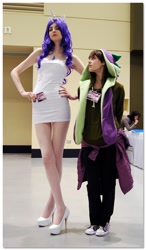 Size: 534x916 | Tagged: safe, artist:catwhitney, artist:mugggy, character:rarity, character:spike, species:human, convention, cosplay, gamgams, high heels, irl, irl human, photo, sakura con, shoes