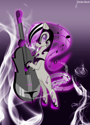 Size: 1414x1958 | Tagged: safe, artist:giuliabeck, character:octavia melody, bipedal, cello, corrupted, female, musical instrument, nightmare octavia, nightmarified, solo