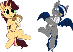 Size: 8707x6187 | Tagged: safe, artist:kopcap94, oc, oc only, species:bat pony, species:pony, species:unicorn, :3, absurd resolution, female, mare, plushie, simple background, tongue out, transparent background, vector