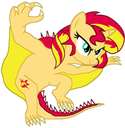 Size: 960x982 | Tagged: safe, artist:supersamyoshi, character:sunset shimmer, crossover, female, fusion, godzilla (series), kaiju, kaijufied, simple background, solo, species swap, transparent background, varan