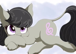 Size: 4093x2894 | Tagged: safe, artist:greed, character:octavia melody, species:earth pony, species:pony, colored, cute, digital art, female, filly, leonine tail, looking at you, shading, simple background, solo, unshorn fetlocks, white background, younger