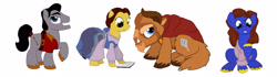 Size: 3685x1032 | Tagged: safe, artist:qemma, species:pony, beast, beauty and the beast, belle, crossover, gaston, ponified, prince adam