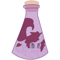 Size: 3000x3000 | Tagged: safe, artist:solardoodles, oc, oc only, oc:graph travel, species:pegasus, species:pony, erlenmeyer flask, female, freckles, gradient eyes, looking at you, mare, pony in a bottle, simple background, smiling, solo, transparent background