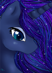 Size: 565x800 | Tagged: safe, artist:moon-wing, character:princess luna, species:alicorn, species:pony, bust, female, mare, portrait, solo