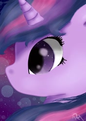 Size: 753x1062 | Tagged: safe, artist:moon-wing, character:twilight sparkle, species:pony, bokeh, bust, female, portrait, solo