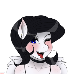 Size: 3000x3000 | Tagged: safe, artist:rarityismywaifu, edit, oc, oc only, oc:lamika, species:pegasus, species:pony, blushing, blushing ears, body blush, choker, ear piercing, earring, eyeshadow, fangs, female, freckles, goth, icon, jewelry, lipstick, makeup, mare, one eye closed, pegasus oc, piercing, shoulder freckles, simple background, teeth, tongue out, transparent background, wings, wink
