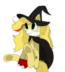 Size: 5000x5500 | Tagged: safe, artist:inky scroll, oc, oc:hollie, species:pony, cape, clothing, cute, eye clipping through hair, female, hat, mare, simple background, sitting, socks, transparent background, witch costume, witch hat