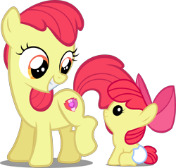 Size: 4694x4475 | Tagged: safe, artist:lilcinnamon, artist:paulyvectors, edit, editor:slayerbvc, character:apple bloom, species:earth pony, species:pony, accessory swap, accessory-less edit, apple bloom's bow, baby, baby apple bloom, baby ponidox, baby pony, bow, diaper, female, filly, foal, grin, hair bow, looking down, looking up, ponidox, self ponidox, simple background, sitting, smiling, time paradox, transparent background, vector, vector edit, younger