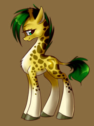 Size: 736x979 | Tagged: safe, artist:solweig, female, giraffe, simple background, solo