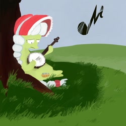 Size: 1000x1000 | Tagged: safe, artist:ciircuit, artist:ne556, character:granny smith, banjo, musical instrument, tree, young, young granny smith