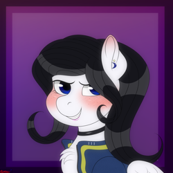 Size: 3000x3000 | Tagged: safe, artist:rarityismywaifu, oc, oc only, oc:lamika, species:pegasus, species:pony, fallout equestria, blushing, chest fluff, choker, ear piercing, earring, fallout, female, freckles, jewelry, lipstick, makeup, mare, pegasus oc, piercing