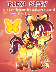 Size: 1308x1680 | Tagged: safe, artist:lilpinkghost, oc, species:earth pony, species:pegasus, species:pony, butterfly, cute, female, filly, short, shorthair, soft, solo, specie, yellow