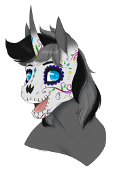 Size: 1825x2749 | Tagged: safe, artist:caff, oc, oc only, species:pony, commission, dia de los muertos, ghost, head shot, solo