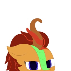 Size: 894x894 | Tagged: safe, artist:shoophoerse, oc, oc:magma flow, species:kirin, aura, head, kirin oc, looking at you, menacing, simple background, solo, white background