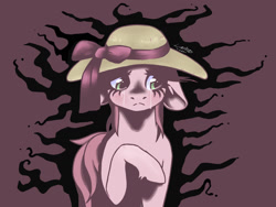 Size: 1600x1200 | Tagged: safe, artist:livzkat, oc, oc only, oc:lily, species:pony, clothing, crying, darkness, fear, floppy ears, hat, solo