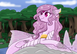 Size: 2300x1600 | Tagged: safe, artist:jagga-chan, oc, oc:witchly beauty, female, merpony, original species, rock, solo, water
