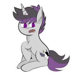 Size: 1250x1250 | Tagged: safe, artist:inky scroll, oc, oc:inky scroll, species:pony, species:unicorn, 2020 community collab, derpibooru community collaboration, male, simple background, sitting, solo, stallion, surprised face, transparent background