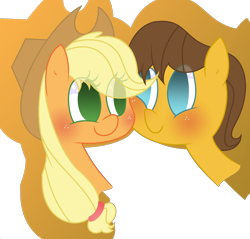 Size: 1280x1224 | Tagged: dead source, safe, artist:mcnuggyy, artist:xsugarcrystalx, character:applejack, character:caramel, ship:carajack, art theft, female, male, shipping, straight, trace