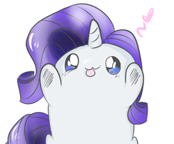 Size: 1300x1080 | Tagged: safe, artist:strabarybrick, character:rarity, species:pony, species:unicorn, :3, blep, blob ponies, chibi, cute, female, floating heart, heart, looking at you, mare, raribetes, rarity is a marshmallow, simple background, solo, tongue out, white background
