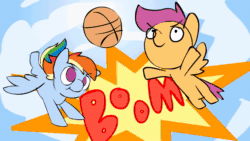 Size: 3840x2160 | Tagged: safe, artist:deadlycomics, edit, character:applejack, character:rainbow dash, character:scootaloo, character:twilight sparkle, oc, unnamed oc, 4k, aaron carter, ace attorney, animated, basketball, food, jam, ponies the anthology vi, shaquille o'neal, sound, sports, webm