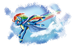 Size: 3000x2000 | Tagged: safe, artist:wolfchen999, character:rainbow dash, species:pegasus, species:pony, clothing, female, flying, mare, simple background, solo, spread wings, transparent background, uniform, wings, wonderbolts uniform