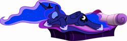 Size: 17550x5750 | Tagged: safe, artist:cencerberon, character:princess luna, species:alicorn, species:pony, .svg available, absurd resolution, bed, eyes closed, female, mare, show accurate, simple background, sleeping, solo, transparent background, vector