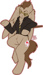 Size: 1586x2740 | Tagged: safe, artist:bagelbytes, oc, oc only, oc:toffee scotch, species:pegasus, species:pony, clothing, jacket, leaning, leather jacket, pegasus oc, simple background, solo, sunglasses, transparent background