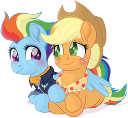 Size: 2010x1854 | Tagged: safe, artist:knadire, character:applejack, character:rainbow dash, species:earth pony, species:pegasus, species:pony, ship:appledash, episode:the last problem, g4, my little pony: friendship is magic, spoiler:s09, 40 lashes, alternate hairstyle, alternate style, applejack's hat, blushing, clothing, contest entry, couple, cowboy hat, crossed hooves, cute, female, granny smith's scarf, granny smith's shawl, hat, holding hooves, holiday, hug, lesbian, mane bun, mare, older, older applejack, older rainbow dash, pair, series finale, shawl, ship, shipping, simple background, smiling, transparent background, valentine's day, wing hold, winghug