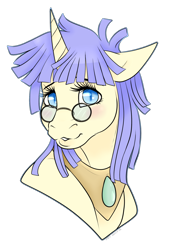 Size: 1280x1831 | Tagged: safe, artist:caff, oc, oc only, oc:frae, species:pony, species:unicorn, female, glasses, head shot, mare, simple background, solo, transparent background